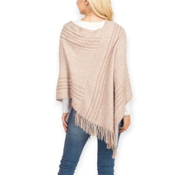 Poncho Sweater With Fringe - Picture 2 of 11